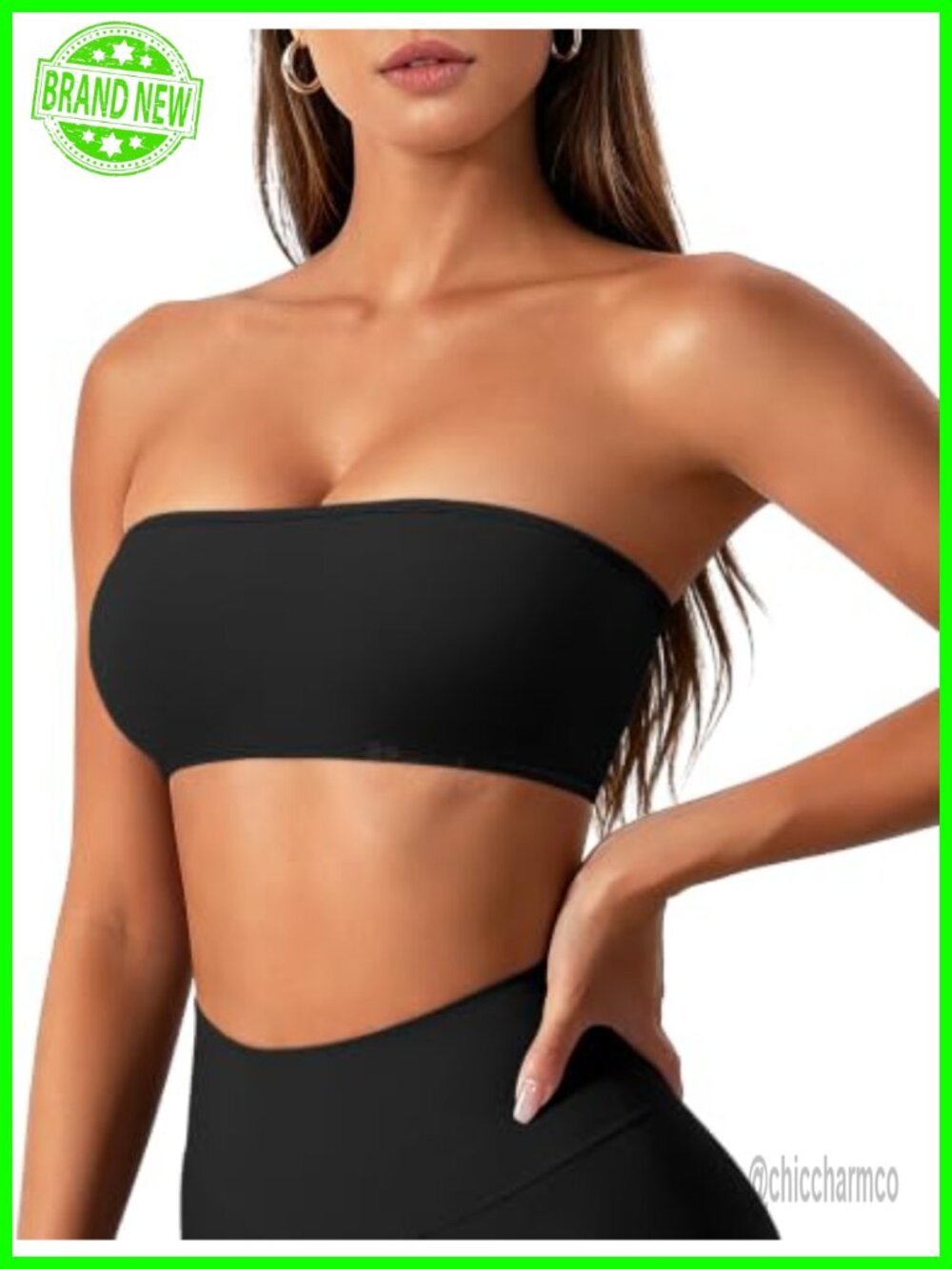 Ribbed Bandeau Bra Strapless Backless Adjustable Workout Basic Tank Top